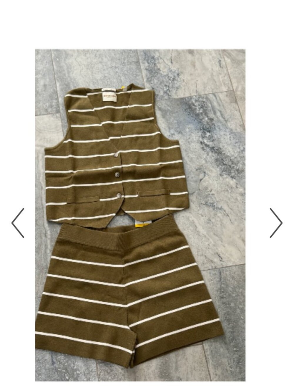 Scotch & Soda Olive Green Striped Women Shorts Set